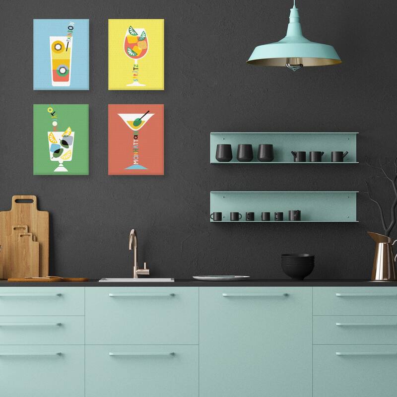 Stylish Cocktail by Sophie Ledesma Set of 4 by Sophie Ledesma Canvas Art Prints