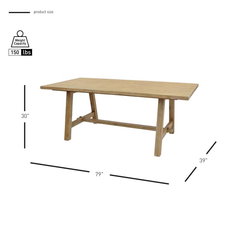 NPD Furniture Bedford 79 Inch Rectangular Dining Table A Base