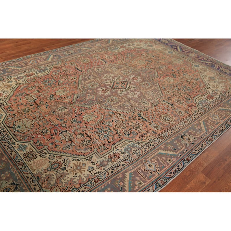 Geometric Tabriz Persian Vintage Area Rug Handmade Wool Carpet - 6'7" x 9'7"
