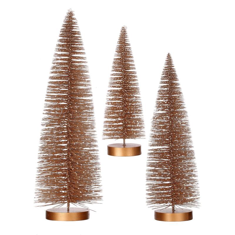 9/12/15" Snow Tipped Bristle Tree Set of 3