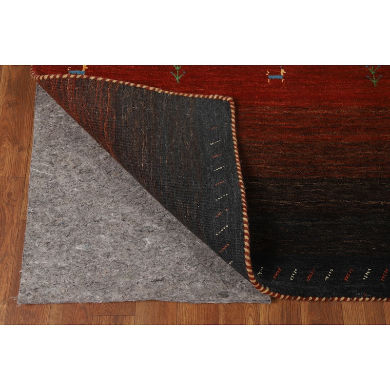Hand Knotted Oriental 100% Wool Carpet Tribal Stripe Multi-Colored Gabbeh Area Rug - 7' 6'' X 5' 4''