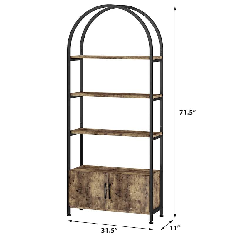 4-Tier Bookshelf and Bookcase with Doors Storage