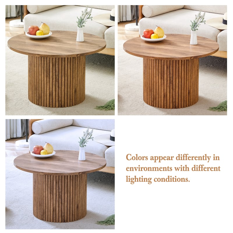 27.5" MDF Coffee Table with Roman Column Legs and Hidden Storage for Living Room