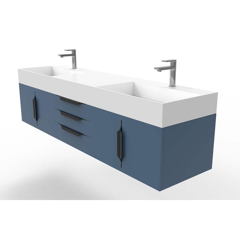 Amazon 72" Wall Mounted Bathroom Vanity Set w/ White Top