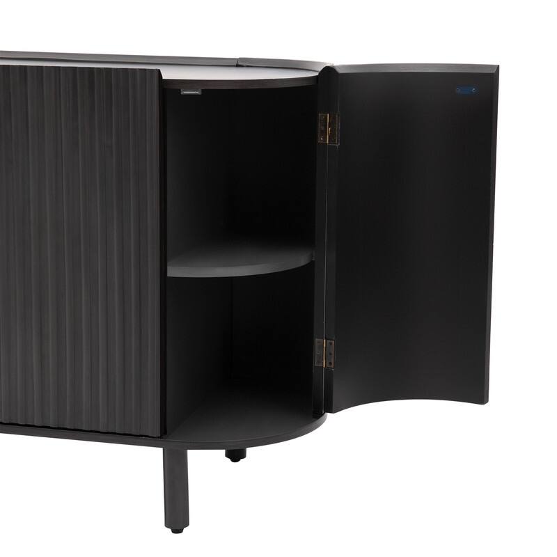 Light Luxury Sideboard with Adjustable Shelves, Curved Design Storage Buffet Cabinet for Living Room/Kitchen/Entryway/Hallway