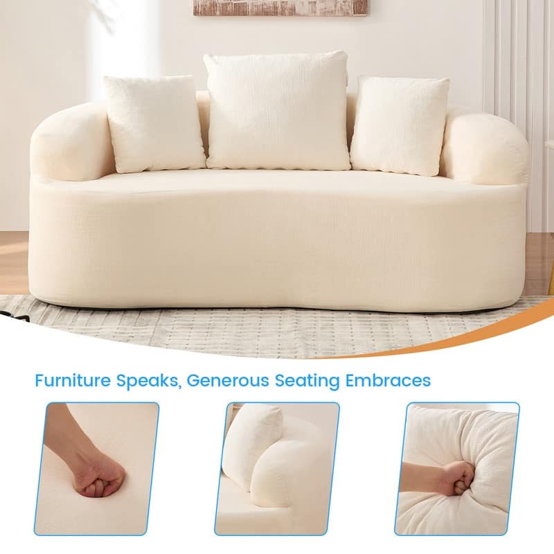 Mixoy Compact Loveseat Sofa with Chenille Upholstery,No Assembly Curved Couch for Small Spaces,Apartment