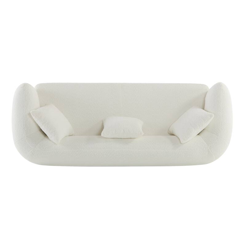 Mid-Century Modern Round Arm Curved Deep Seat Sofa
