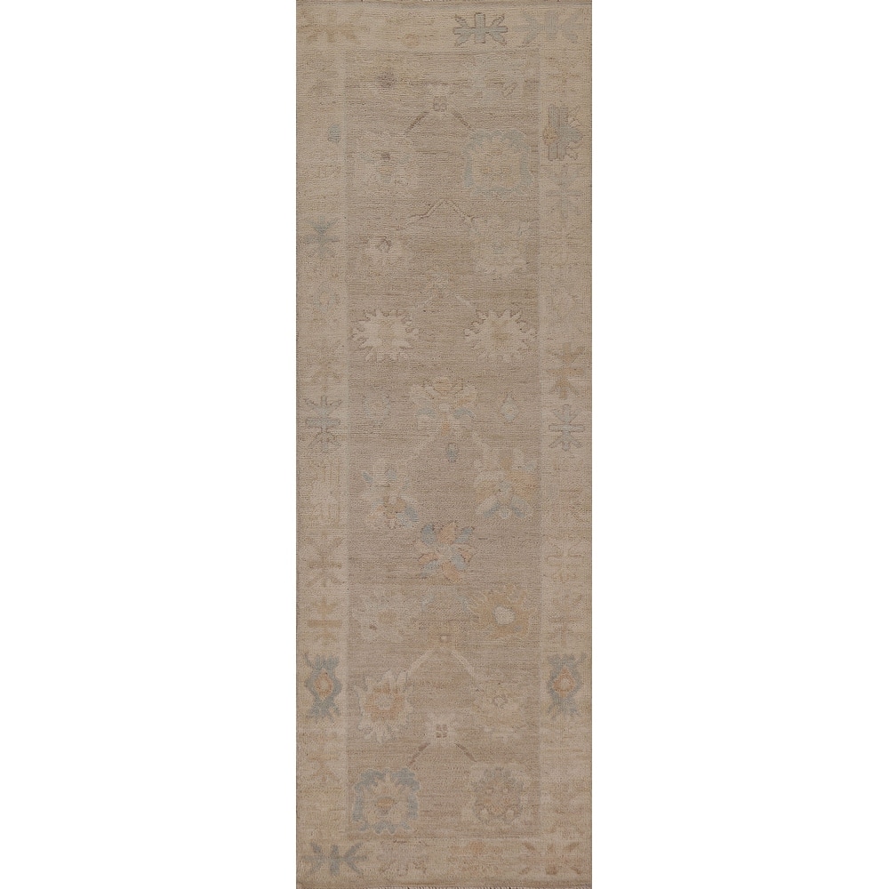 Floral Oushak Turkish Runner Rug Hand-knotted Oriental Wool Carpet - 2'8"x 9'0"