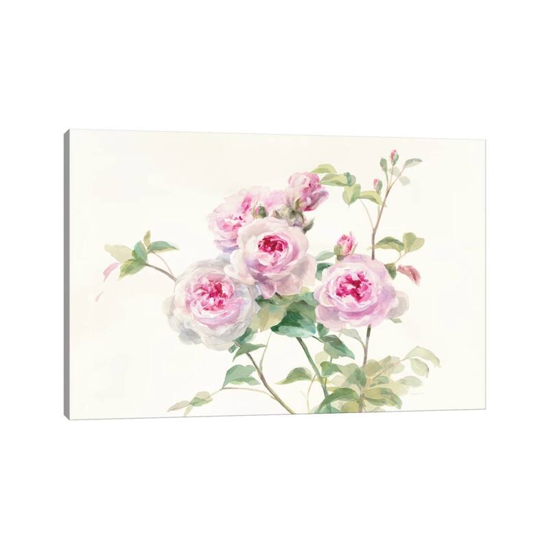 iCanvas "Sweet Roses On White Green" by Danhui Nai Canvas Print