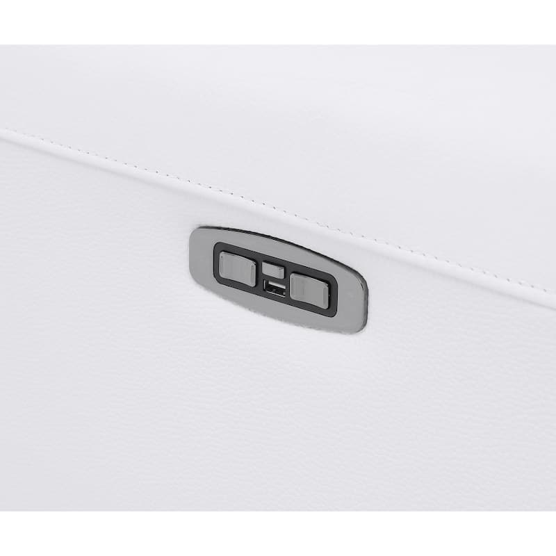 HomeRoots 83" White Italian Leather USB Sofa With Silver Legs - 266.76