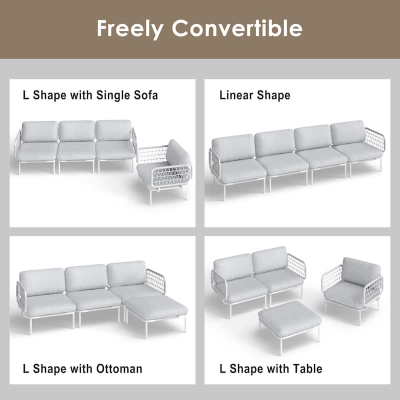 Outdoor Cushioned Sectional Sofa Chat Set Patio Conversation Seating Set