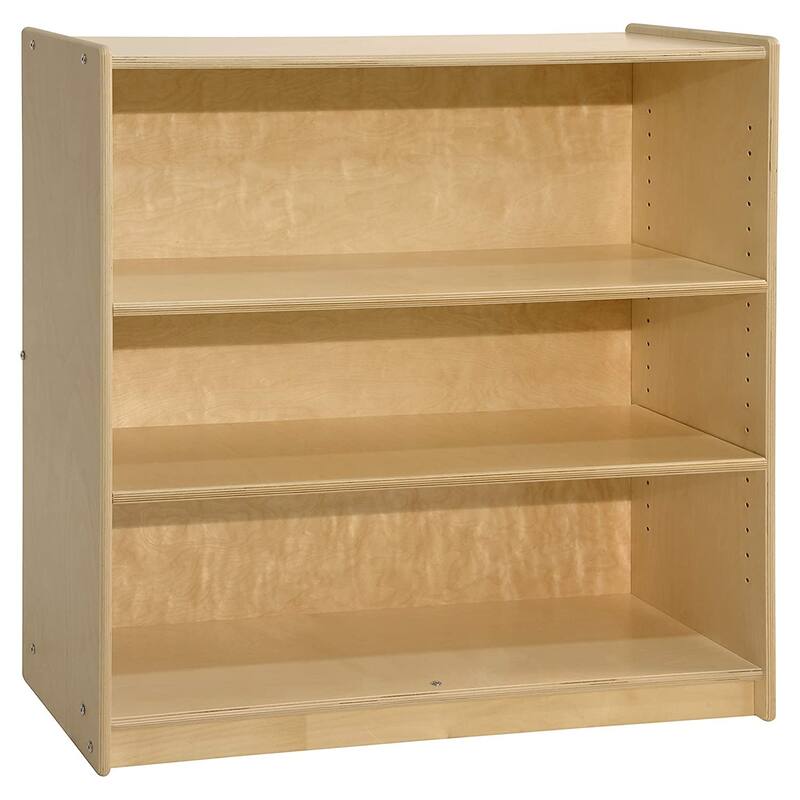 Contender 34"W Baltic Birch Bookcase With Two Adjustable Shelves, Montessori Bookshelf For Classroom, Daycare