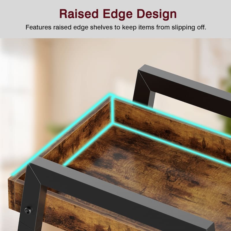 VECELO Modern 4-Tier Corner Ladder Bookshelf Metal & Waterproof MDF Shelves for Living Room Kitchen & Bathroom Corner Bookcase