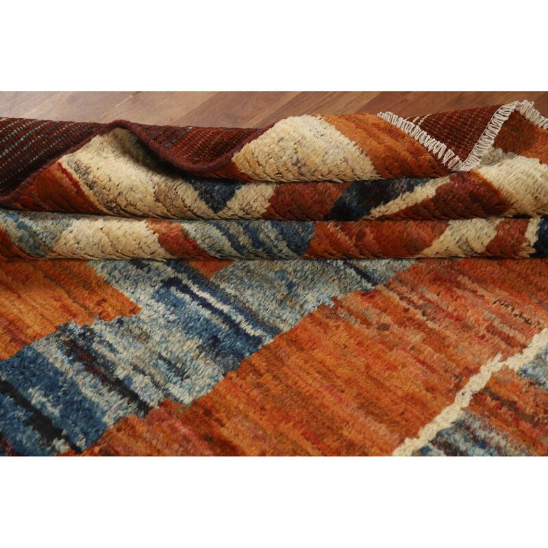 Orange Moroccan Oriental Area Rug Handmade Modern Wool Carpet - 5'9" x 7'8"
