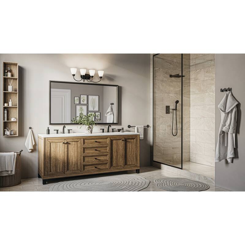 Kichler Lighting Jolie 4-Light Vanity Light with Satin Etched Glass in Black