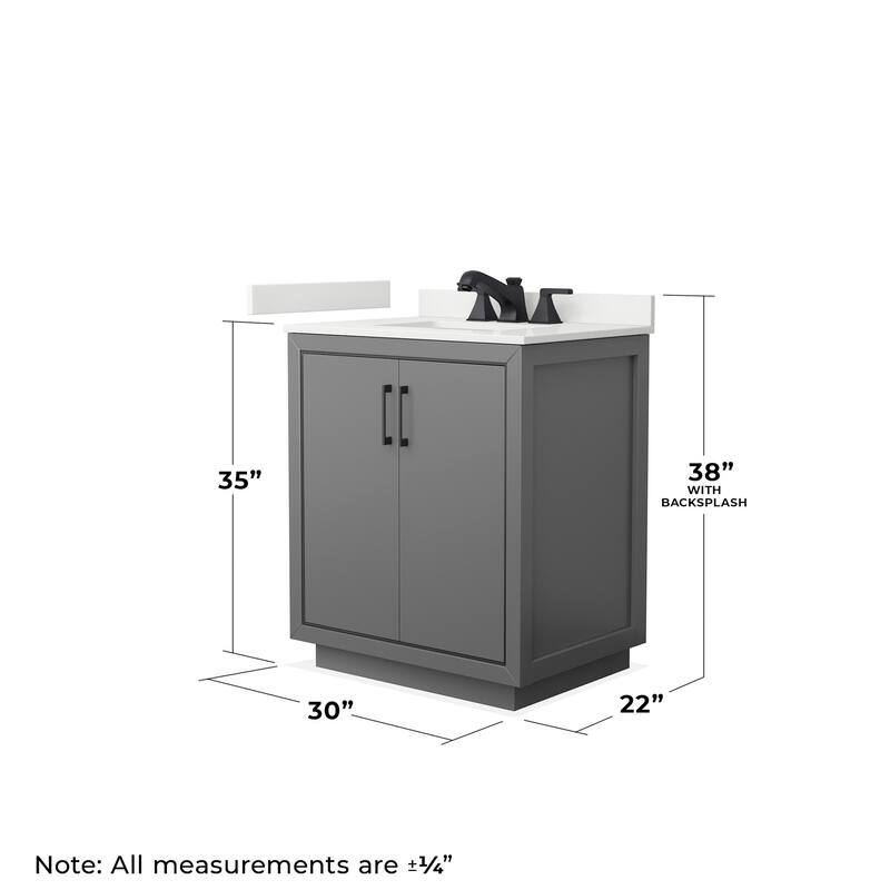 Wyndham Collection WCF111130S-QTZ-US3M24 Icon 30" Free Standing Single