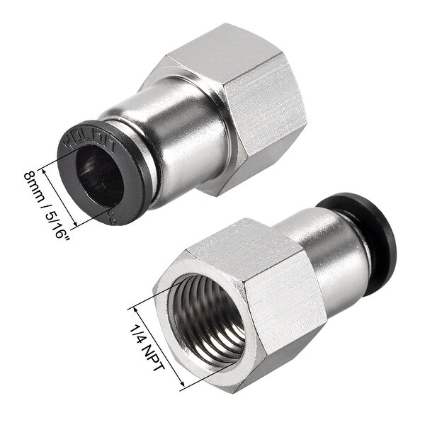 8mm or 5/16" OD to 1/4" NPT Female Straight Push In Connect Tube Fitting N-3i