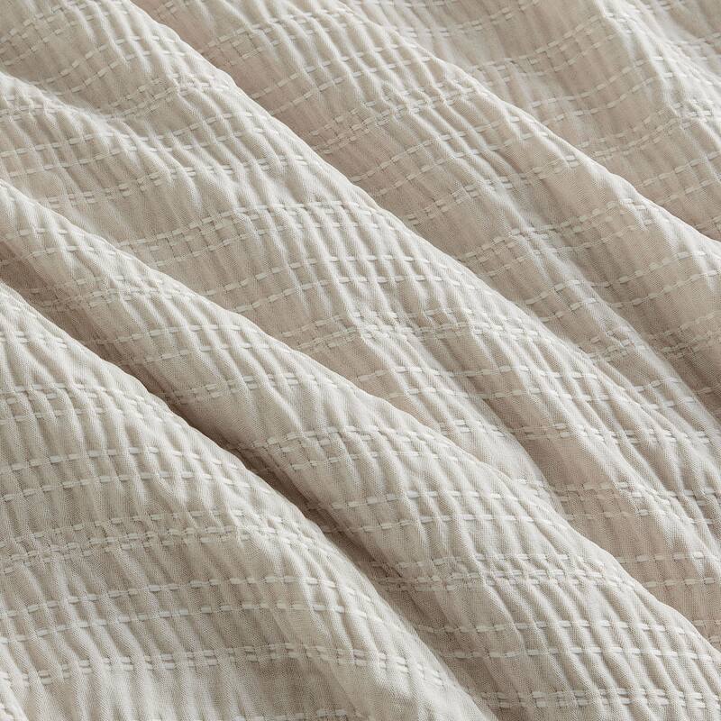 Kenneth Cole Stitched Gauze Beige Reversible Duvet Cover Set
