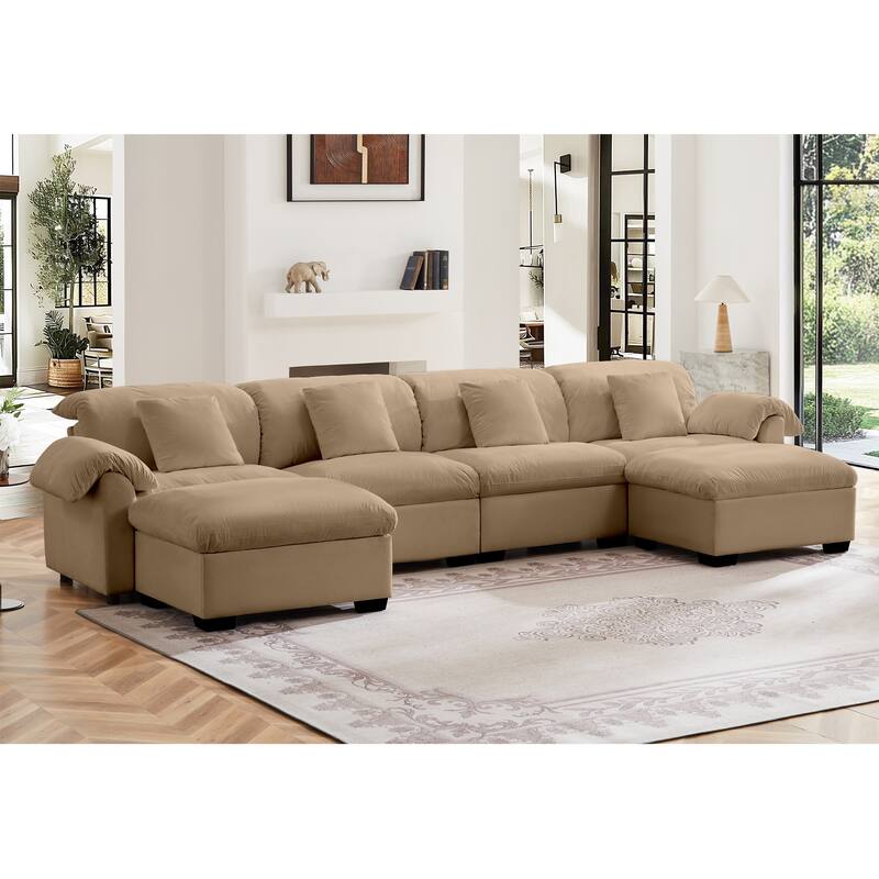 Velvet Fabric Modular Cloud Couch with Storage Seat,Free Combination