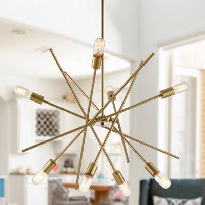 Modern Gold 8-Light Metal Adjustable Sputnik Chandelier