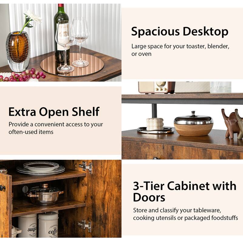 Costway Industrial 2-Door Buffet Sideboard Kitchen Cupboard Storage - See Details