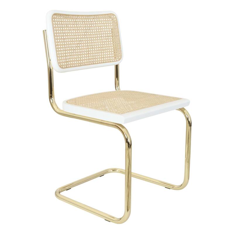 Breuer Chair Company Marcel Breuer Cesca Cane Cantilever Side Chair w/ Brass Steel Frame (Various Wood & Cane Colors)