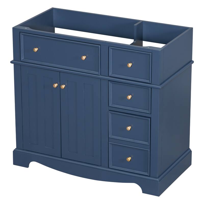 Modern White Bathroom Vanity with 3 Drawers, Soft-Close Hinges, Large Storage, Gold Knobs, and MDF Frame