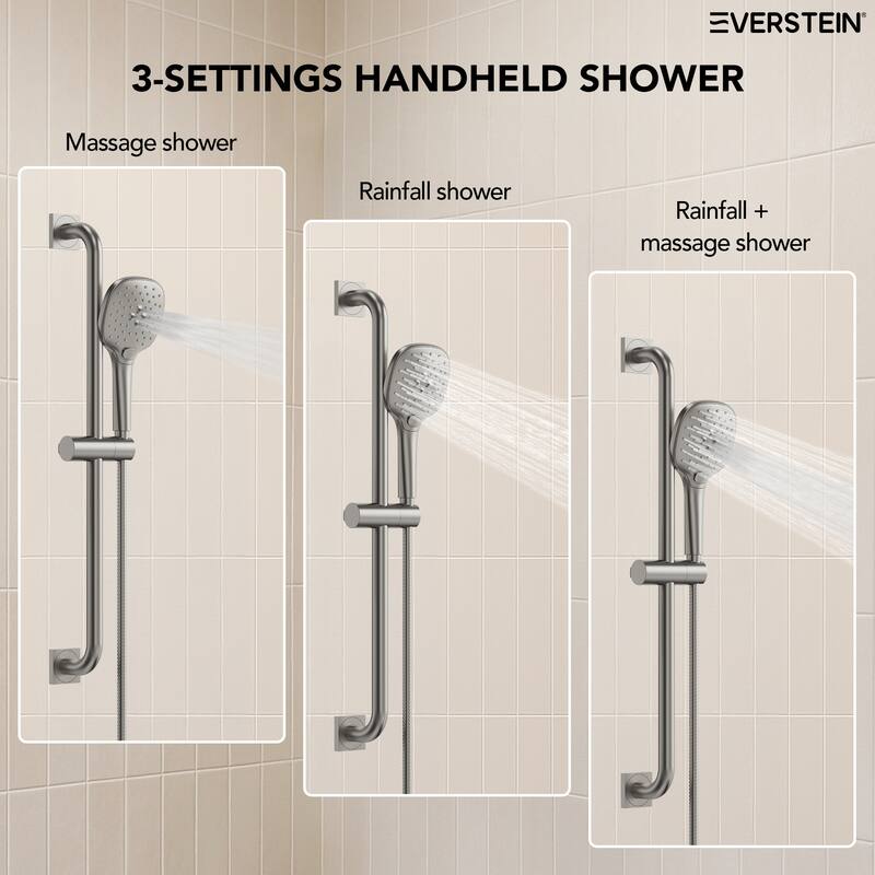 Pressure-Balanced Shower System ,10-Inch Rainfall Shower Faucet with 3-Function Handheld Shower