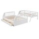 preview thumbnail 17 of 28, Twin Over Full Bunk Bed with Underbed Drawers and Stairs Shelves, Convertible Wooden Bed Frame with Guardrails and Ladder