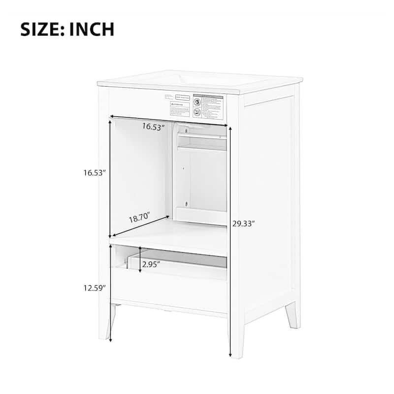 Bathroom Vanity with Top Sink, Vanity Cabinet with Soft Closing Door, Bathroom Vanity Set with Storage Rack and Drawer