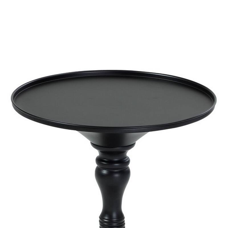 18 in. Black Round Metal End Table, Durable Hourglass Frame
