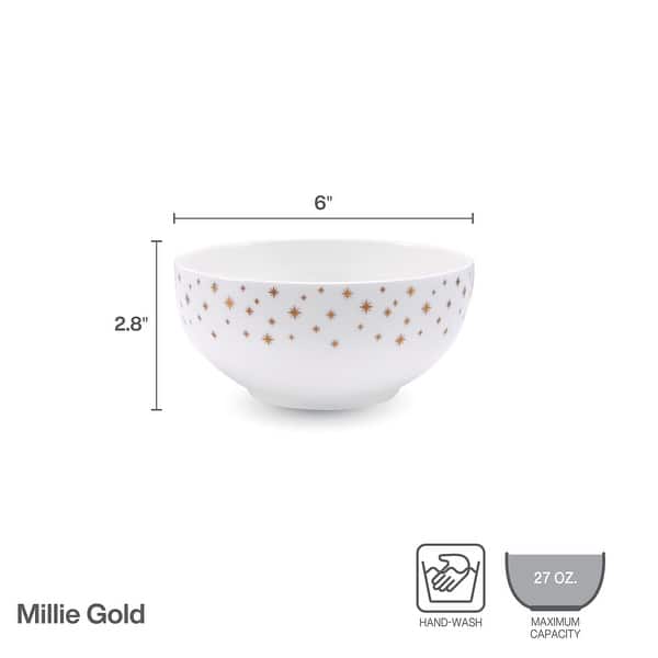 Mikasa Set of 4 Millie Gold Appetizer Bowls, 6 Inch - 6-in