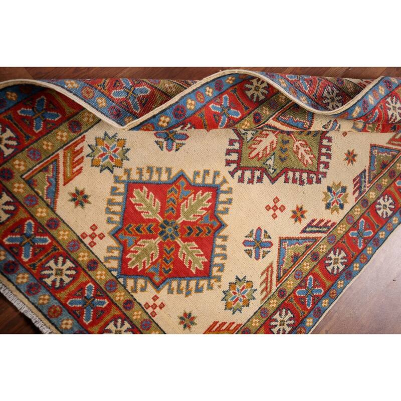 Handmade Kazak Oriental Accent Rug Handmade Wool Carpet - 3'2" x 5'1"