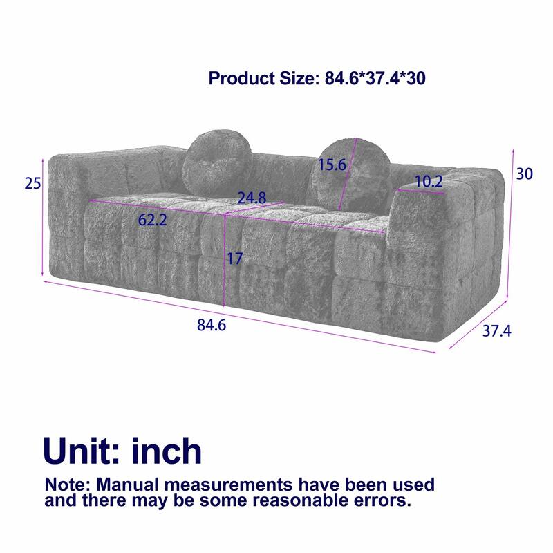 5-seater Boneless Foam Couch with Four Circular Throw Pillows