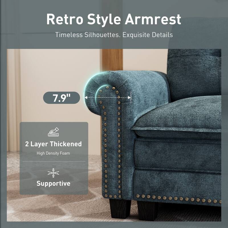 MAISON ARTS Mid-Century Modern Oversized L/U Shaped Cloud Couch with Ottoman, Deep Seat Sectional Sofa with Throw Pillows