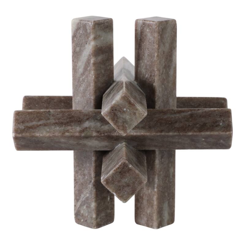 Stone Marble Decorative Object Modern Sculpture Home Decor - 7" Gray - 7" x 7" x 7"