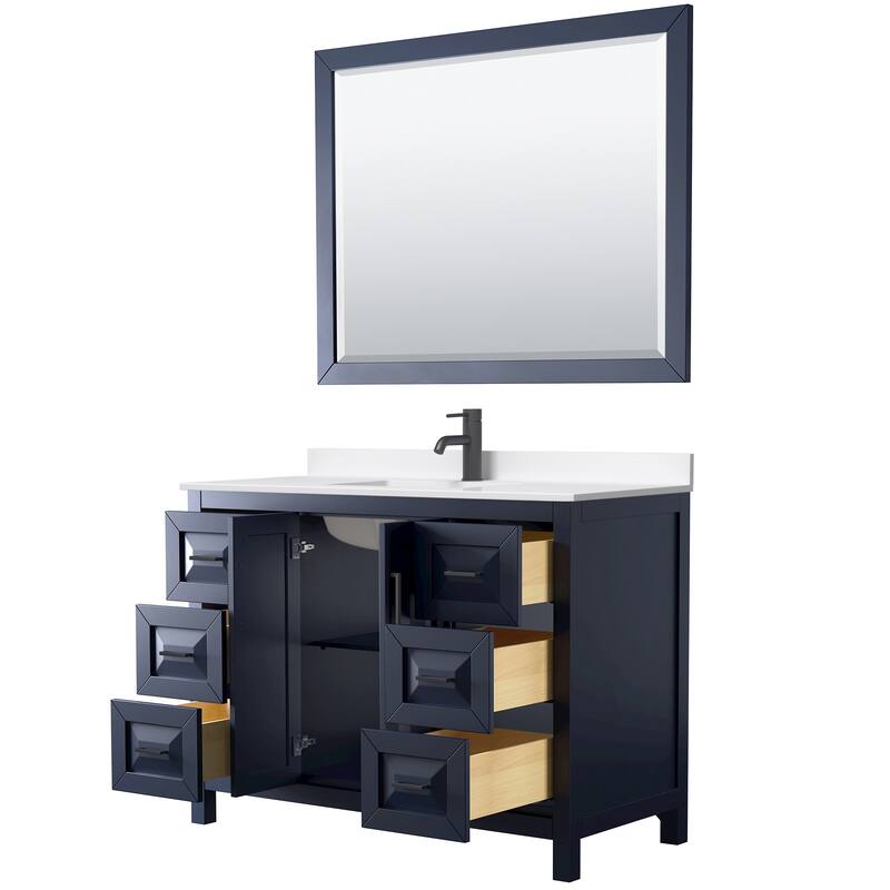 Daria 48-inch Single Vanity, Single Hole Quartz Top, 46-inch Mirror