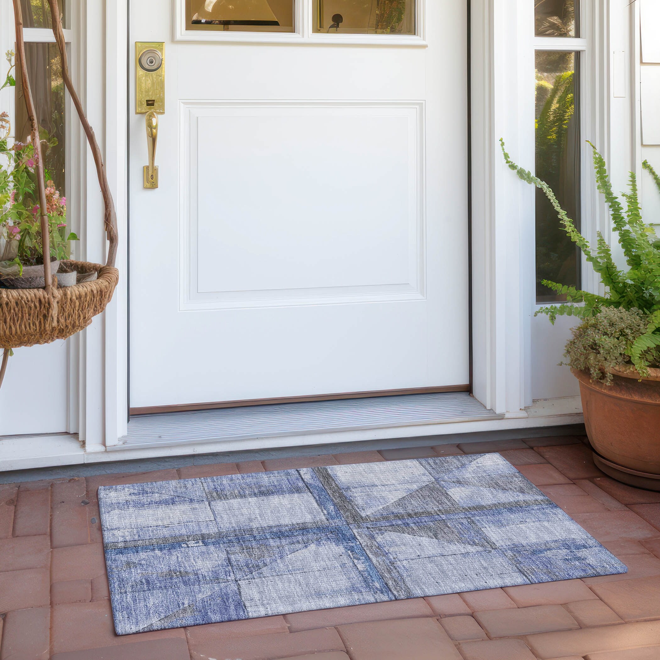 Machine Washable Indoor/ Outdoor Farmhouse Panel Chantille Rug