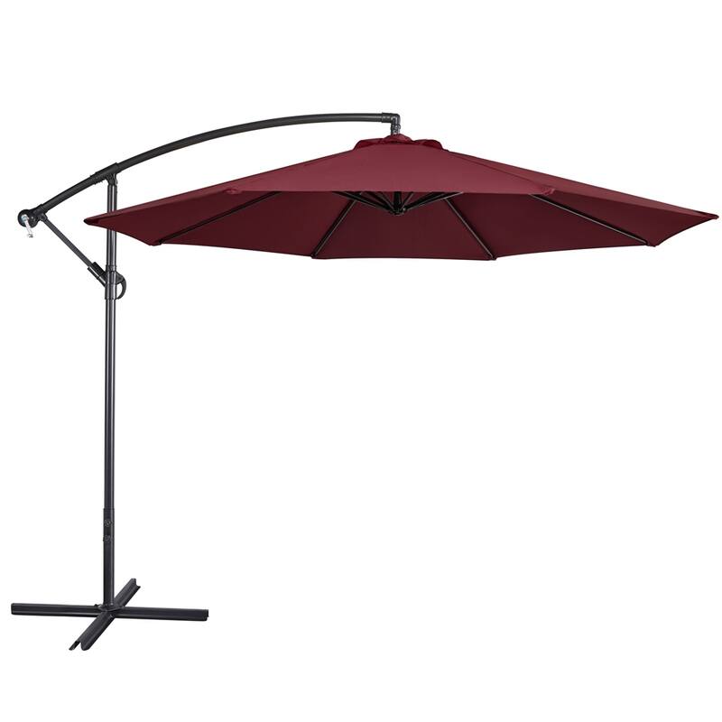 Yaheetech 10 Ft Patio Offset Umbrella Outdoor Hanging Cantilever Umbrella with Crank & Cross Base