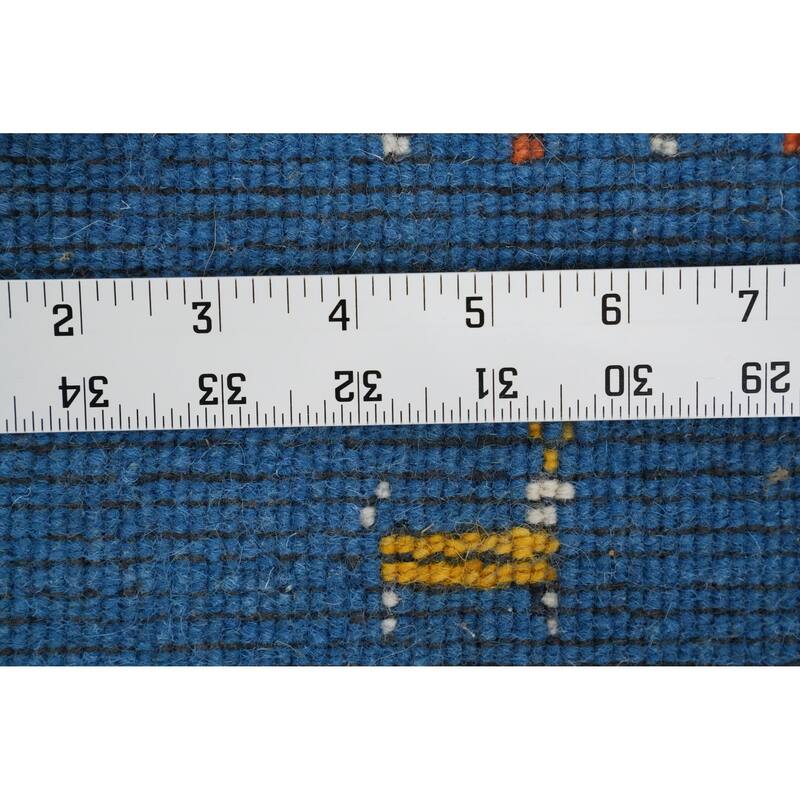 Hand Knotted Oriental 100% Wool Carpet Tribal Animal Pictorial Navy Blue & Blues Gabbeh Area Rug - 5' 9'' X 4' 2''