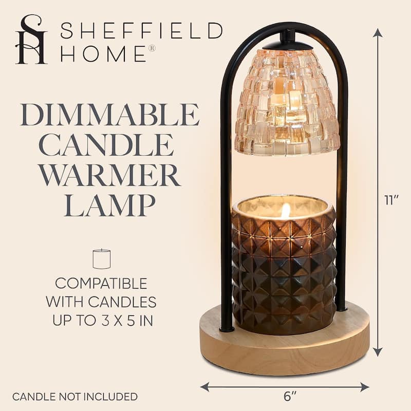 Sheffield Home Glass Candle Warmer Lamp, Flameless Candle and Wax Melter for Long-Lasting Fragrance