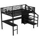 preview thumbnail 59 of 74, Kids Loft Bed Metal Frame Bed with Wardrobe, L-shaped Desk and Storage Stairs, High Loft Bed with LED, USB and Adjustable Shelf