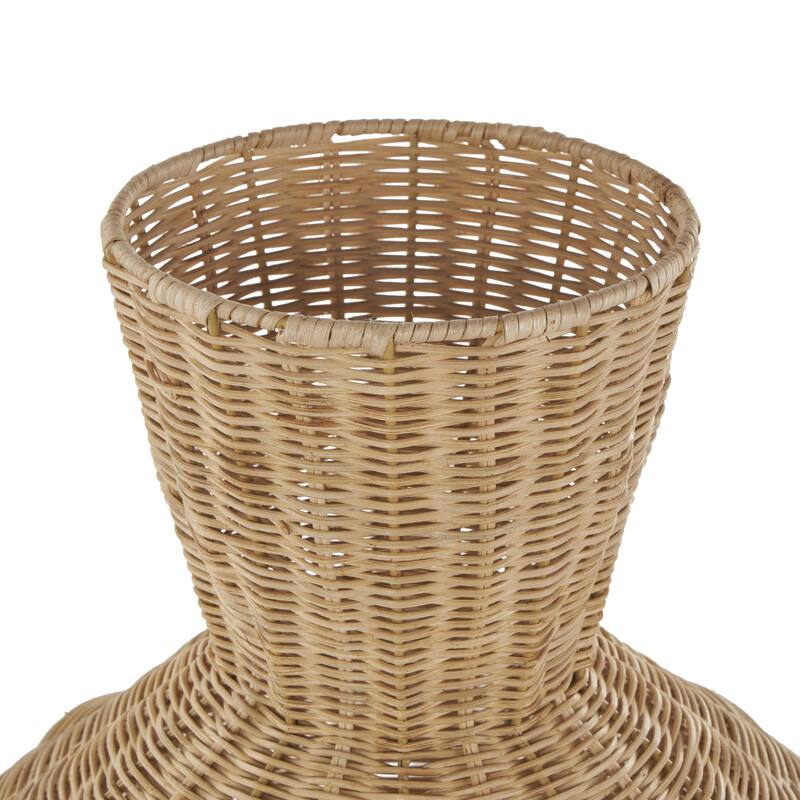 Rattan Handmade Woven Tapered Fluted Decorative Vase - Brown - Roche River Decor