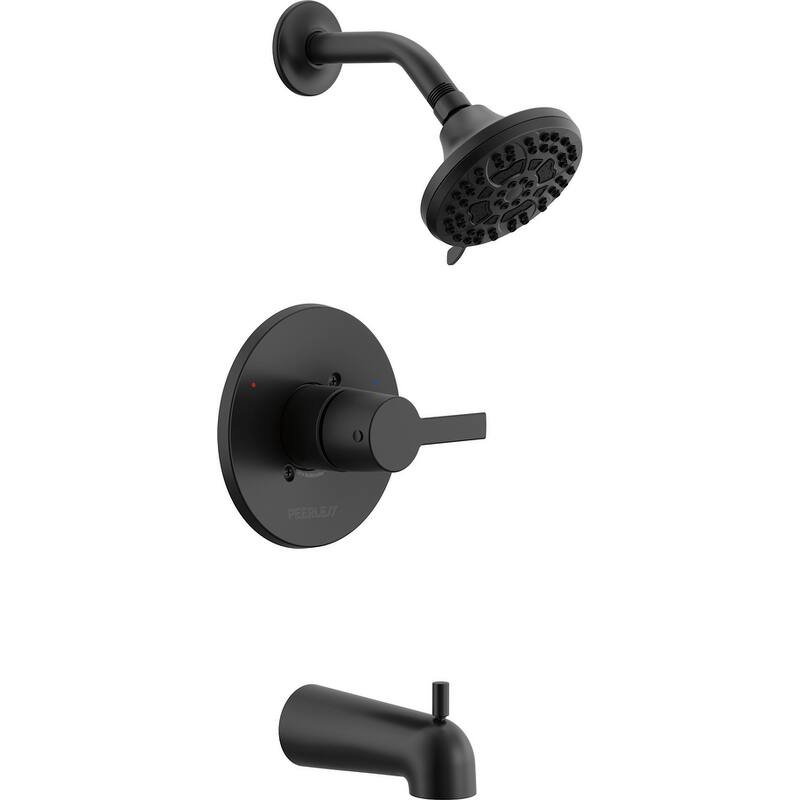 Peerless PTT14412 Flute Tub and Shower Trim Package with 1.5 GPM Multi - Matte Black
