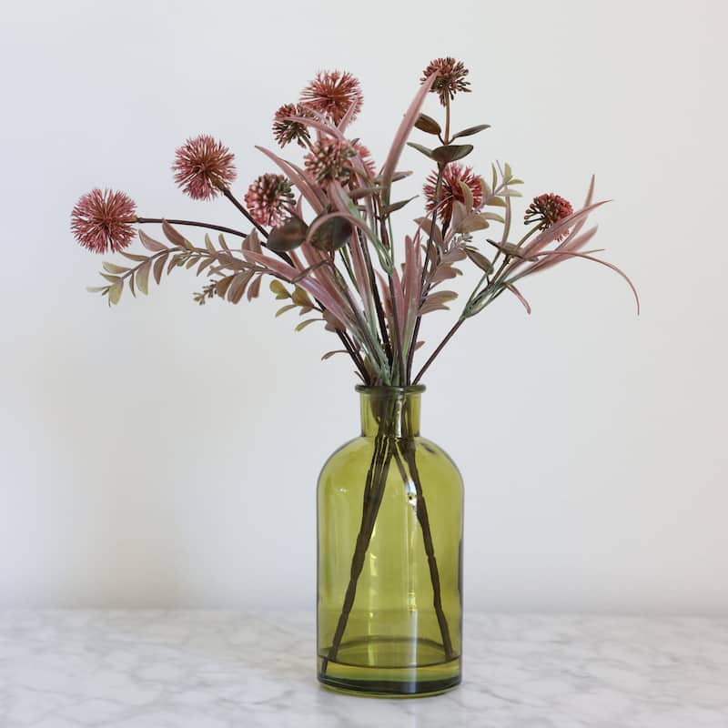 15"H Fall Floral Arrangement in Glass Vase