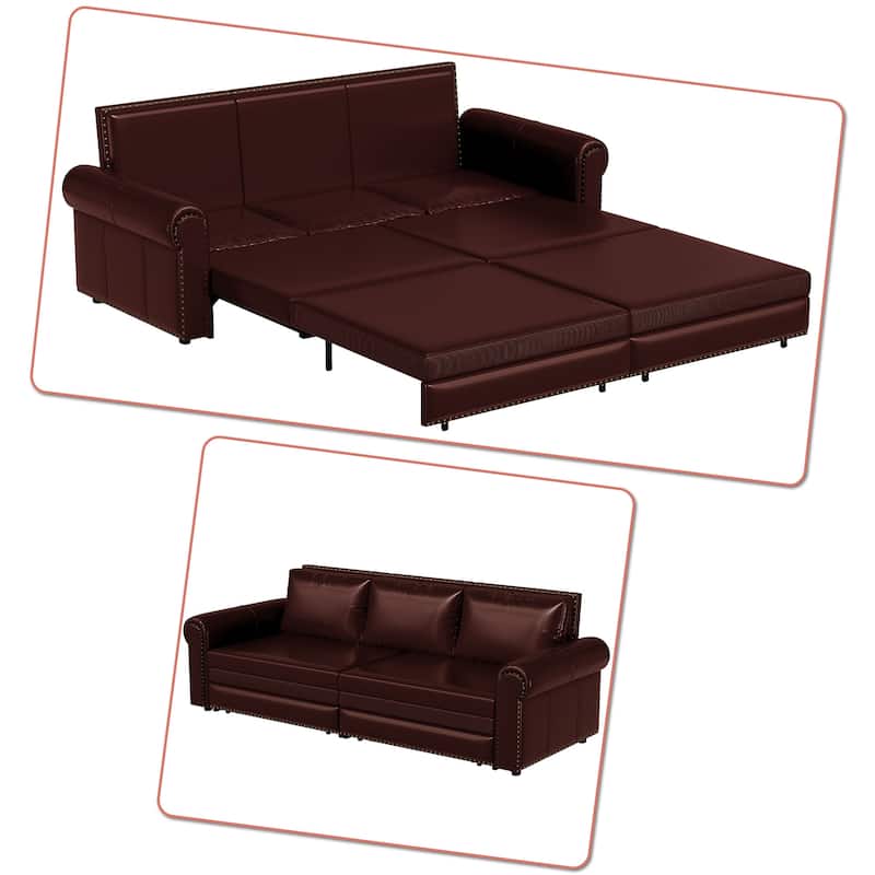 Classic Elegant Convertible Upholstered Sofa Sleeper Sofa with Pull Out Bed
