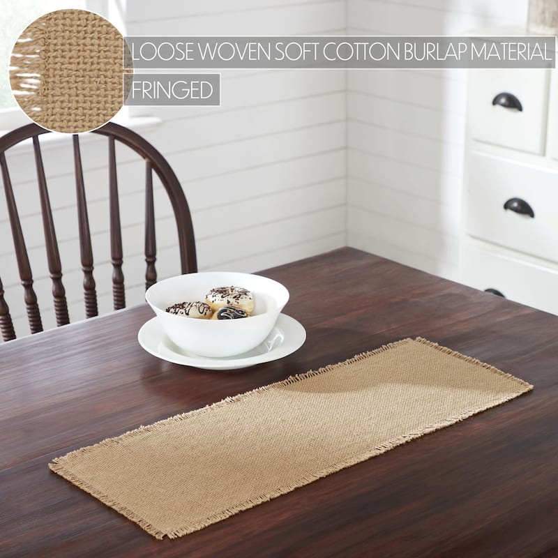 Burlap Natural Runner Fringed 8x24 - 8x24 - Blue