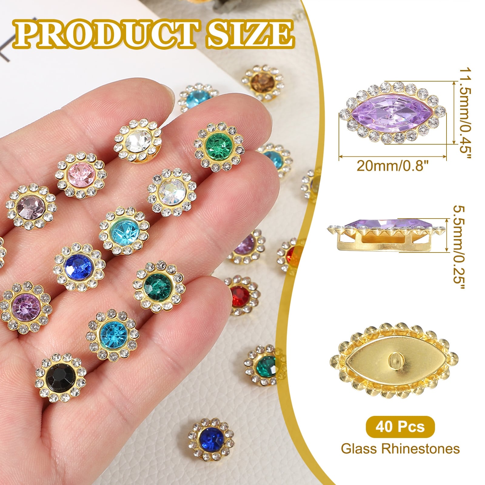 Horse Eye Sew on Rhinestones Crystals Glass Gems Metal Base Flatback Diamond for DIY Crafts Sewing Wedding Dress Clothes