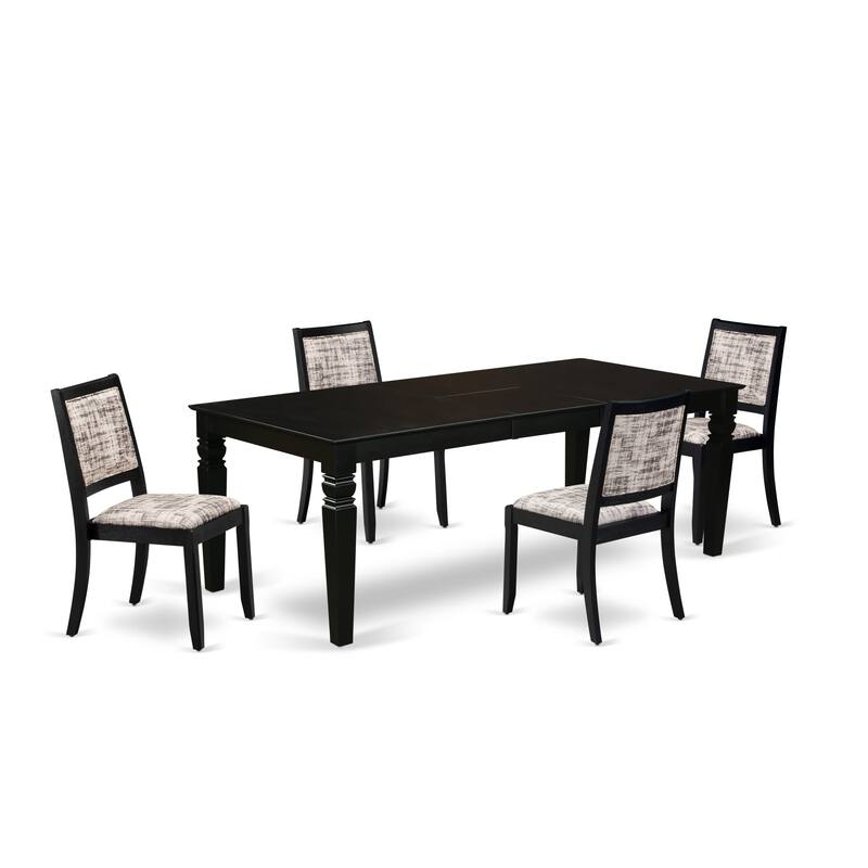 East West Furniture Dining Set Includes a Rectangular Table and Stackable Modern Chairs, Black (Pieces & Seat Type Options)