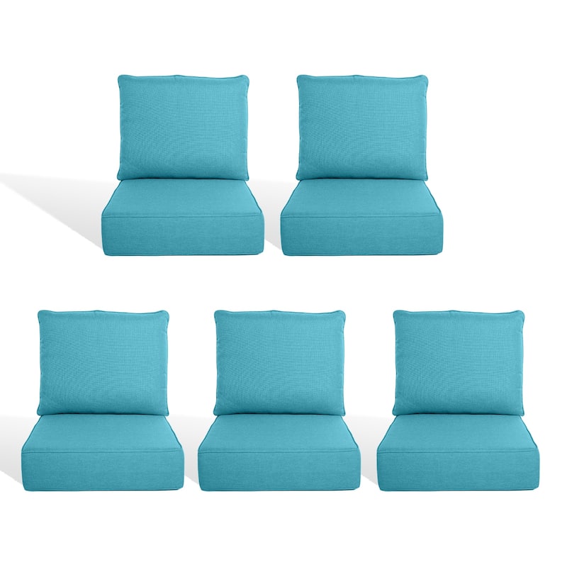 Pocassy 22"x24"x6" Inch Thick Cushions Pillows Indoor Outdoor Cushion 5 Set - Light Blue Cushion